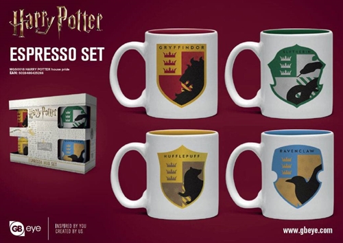  Harry Potter Kopper - Espresso Mugs 4-Pack - House Pride